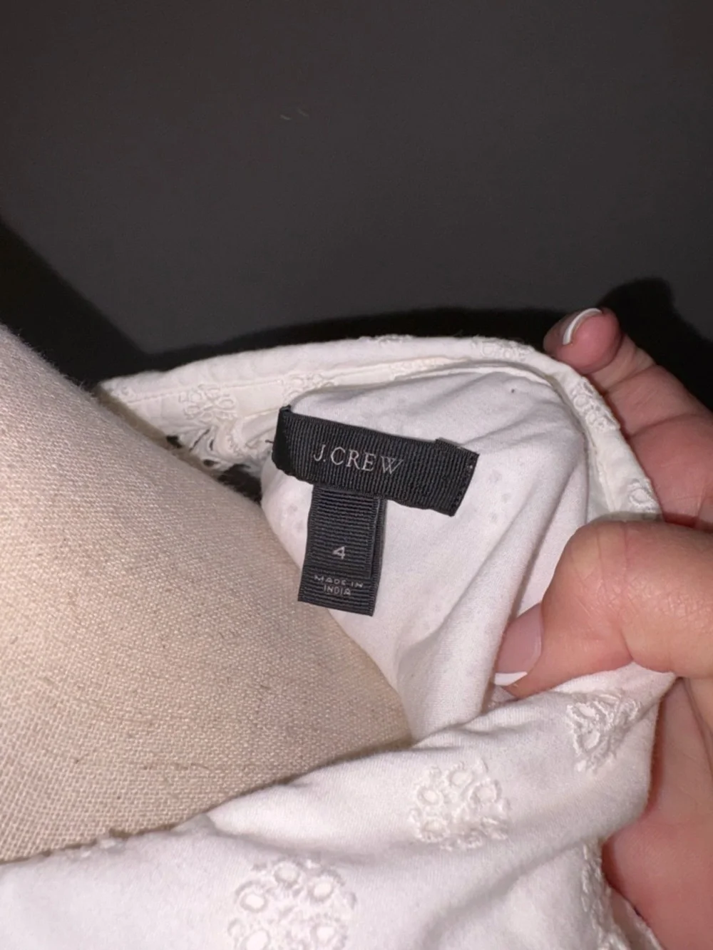 J. Crew White Eyelet Lace Relaxed Fit Cotton Shirt Dress Size 4 - Picture 6 of 9